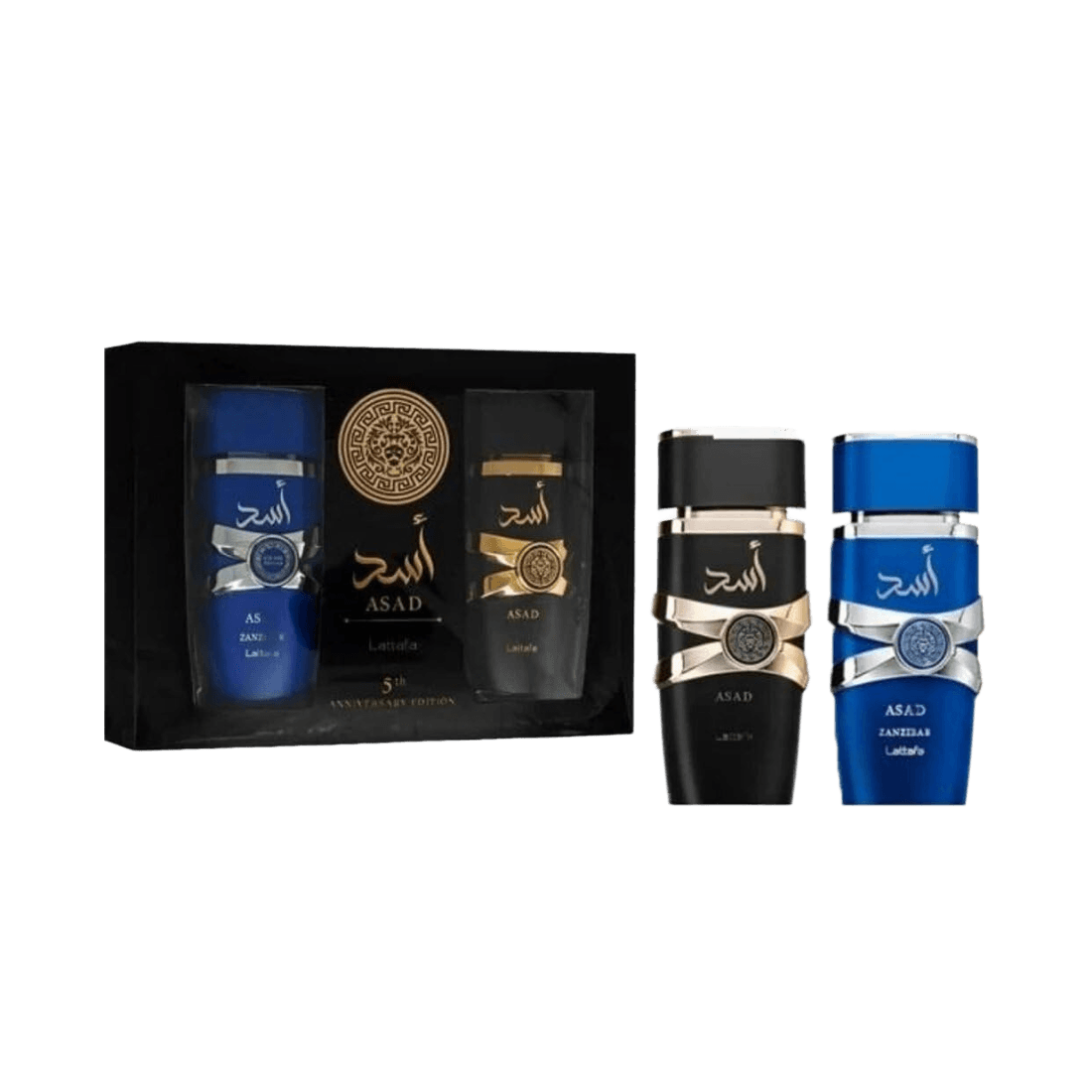 Lattafa Asad Anniversary Set Geschenkset mit Amber, Tabak und Vanille